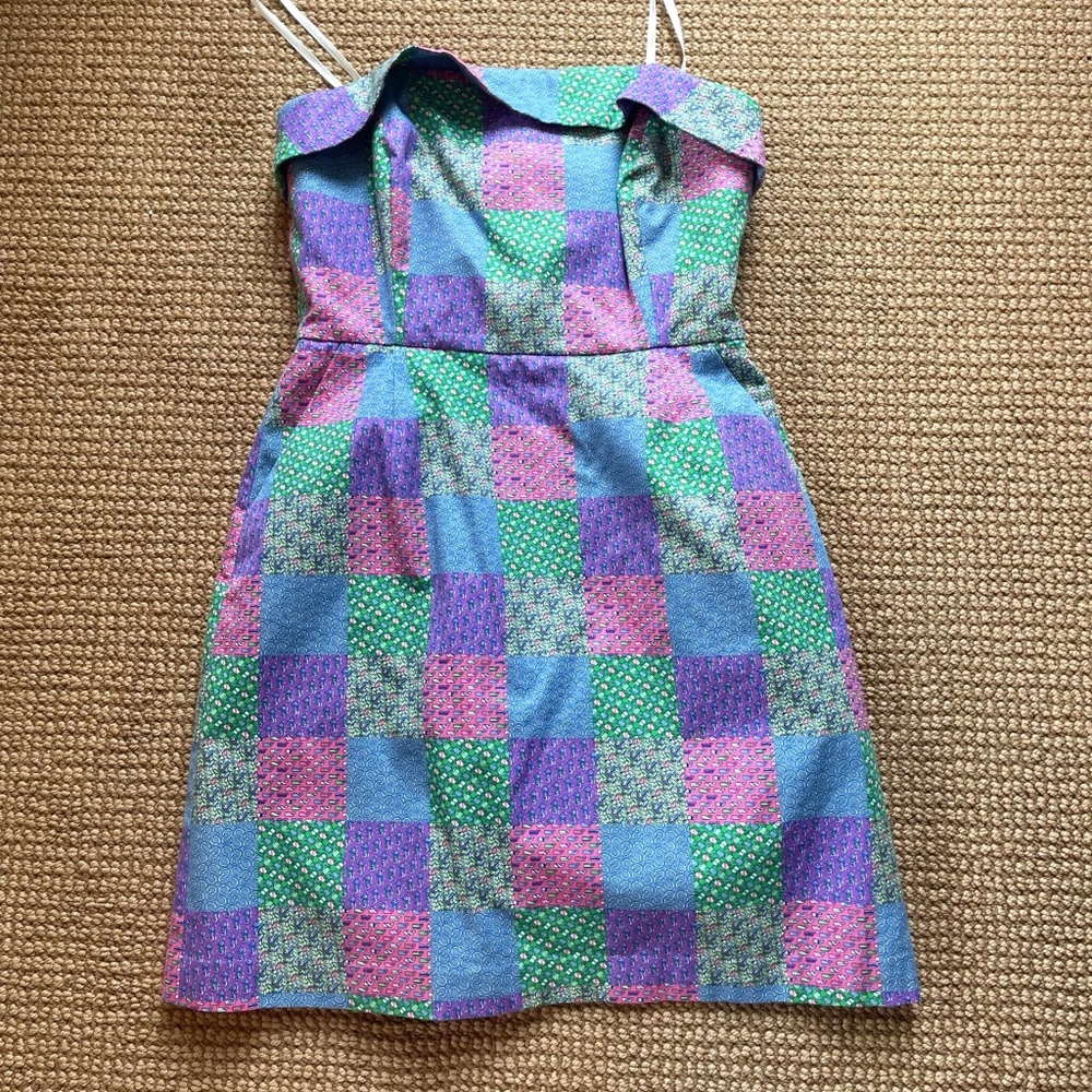 Vineyard Vines for the 143rd Derby Strapless Patched Pattern Strapless Dress